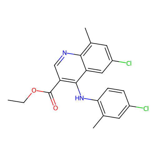 ethyl 6-chloro-4-[(4-chloro-2-methylphenyl)amino]-8-methylquinoline-3-carboxylate structure