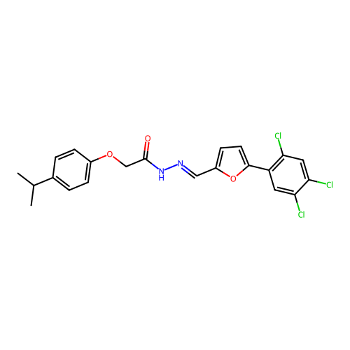 2-(4-propan-2-ylphenoxy)-N-[[5-(2,4,5-trichlorophenyl)-2-furyl]methylideneamino]acetamide structure