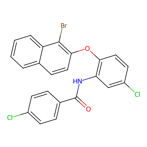N-(2-((1-bromonaphthalen-2-yl)oxy)-5-chlorophenyl)-4-chlorobenzamide structure