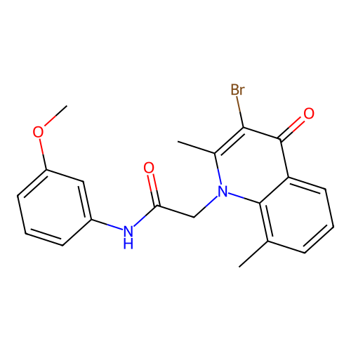 2-(3-bromo-2,8-dimethyl-4-oxoquinolin-1(4H)-yl)-N-(3-methoxyphenyl)acetamide structure