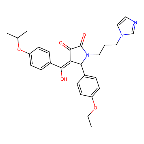 (4E)-5-(4-ethoxyphenyl)-4-[hydroxy-(4-propan-2-yloxyphenyl)methylidene]-1-(3-imidazol-1-ylpropyl)pyrrolidine-2,3-dione structure