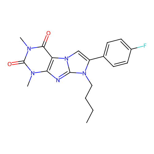 8-butyl-7-(4-fluorophenyl)-1,3-dimethyl-1H-imidazo[2,1-f]purine-2,4(3H,8H)-dione structure