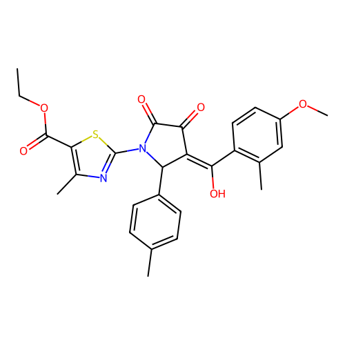 ethyl 2-(3-hydroxy-4-(4-methoxy-2-methylbenzoyl)-2-oxo-5-(p-tolyl)-2,5-dihydro-1H-pyrrol-1-yl)-4-methylthiazole-5-carboxylate structure