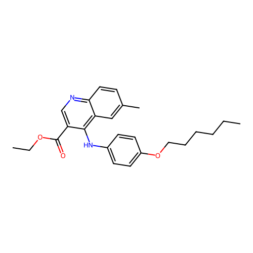Ethyl 4-[(4-hexyloxyphenyl)amino]-6-methylquinoline-3-carboxylate structure