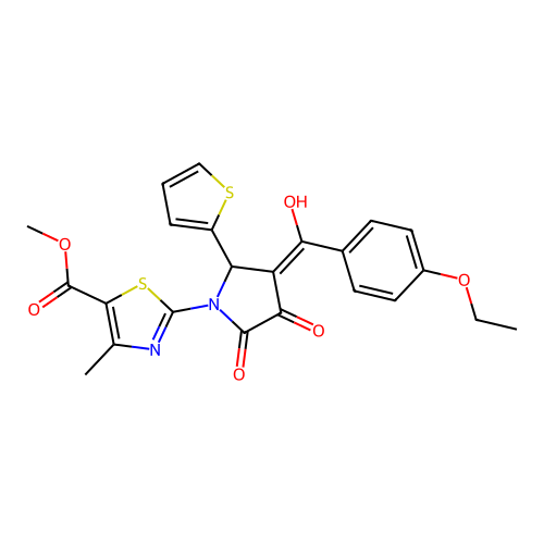 methyl 2-(3-(4-ethoxybenzoyl)-4-hydroxy-5-oxo-2-(thiophen-2-yl)-2,5-dihydro-1H-pyrrol-1-yl)-4-methylthiazole-5-carboxylate structure