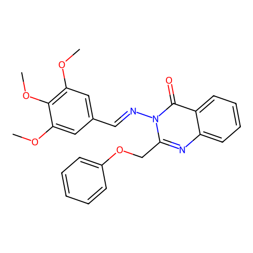 (E)-2-(phenoxymethyl)-3-((3,4,5-trimethoxybenzylidene)amino)quinazolin-4(3H)-one structure