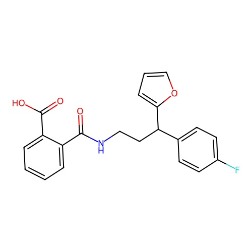 2-((3-(4-Fluorophenyl)-3-(furan-2-yl)propyl)carbamoyl)benzoic acid structure