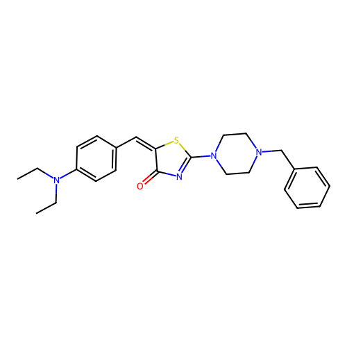 (E)-2-(4-benzylpiperazin-1-yl)-5-(4-(diethylamino)benzylidene)thiazol-4(5H)-one structure
