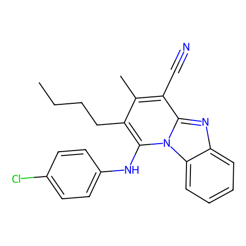 2-butyl-1-[(4-chlorophenyl)amino]-3-methylpyrido[1,2-a]benzimidazole-4-carbonitrile structure