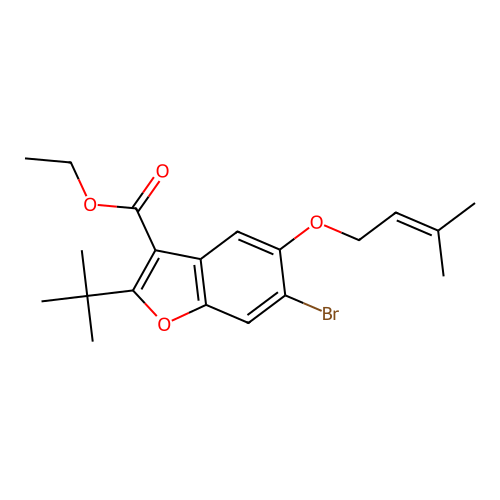 ethyl 2-(tert-butyl)-6-bromo-5-(3-methylbut-2-enyloxy)benzo[b]furan-3-carboxyl ate structure