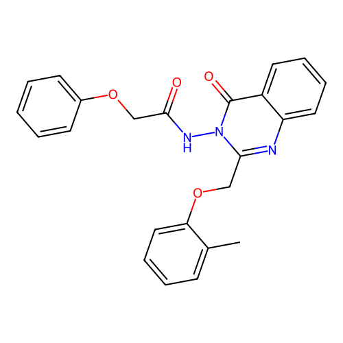 N-{2-[(2-methylphenoxy)methyl]-4-oxoquinazolin-3(4H)-yl}-2-phenoxyacetamide structure