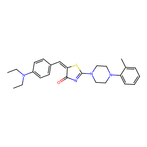(E)-5-(4-(diethylamino)benzylidene)-2-(4-(o-tolyl)piperazin-1-yl)thiazol-4(5H)-one structure