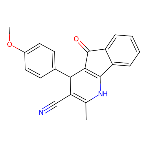 5-hydroxy-4-(4-methoxyphenyl)-2-methyl-4H-indeno[1,2-b]pyridine-3-carbonitrile structure