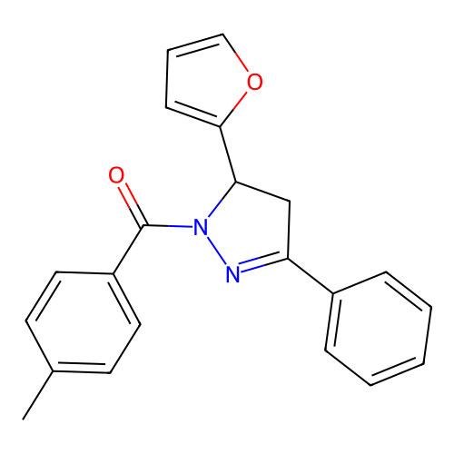 [5-(furan-2-yl)-3-phenyl-4,5-dihydro-1H-pyrazol-1-yl](4-methylphenyl)methanone structure