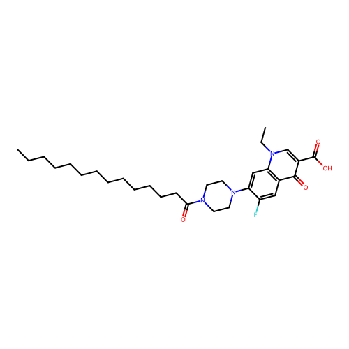 1-ethyl-6-fluoro-4-oxo-7-(4-tetradecanoylpiperazin-1-yl)quinoline-3-carboxylic Acid structure