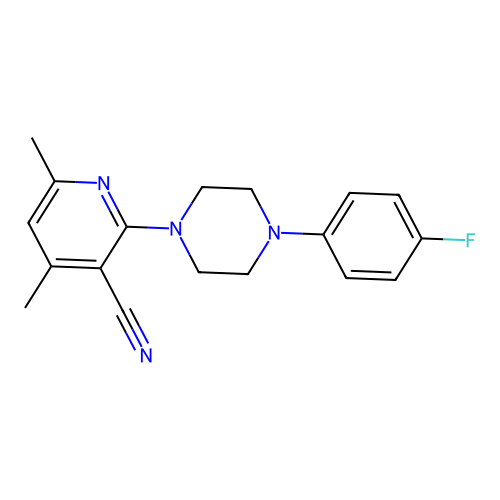 2-[4-(4-Fluoro-phenyl)-piperazin-1-yl]-4,6-dimethyl-nicotinonitrile structure