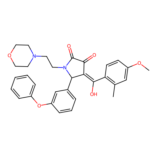 (4E)-4-[hydroxy-(4-methoxy-2-methylphenyl)methylidene]-1-(2-morpholin-4-ylethyl)-5-(3-phenoxyphenyl)pyrrolidine-2,3-dione structure