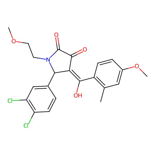 (4E)-5-(3,4-dichlorophenyl)-4-[hydroxy(4-methoxy-2-methylphenyl)methylidene]-1-(2-methoxyethyl)pyrrolidine-2,3-dione structure
