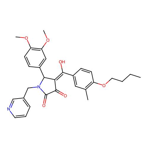 (4E)-4-[(4-butoxy-3-methylphenyl)-hydroxymethylidene]-5-(3,4-dimethoxyphenyl)-1-(pyridin-3-ylmethyl)pyrrolidine-2,3-dione structure