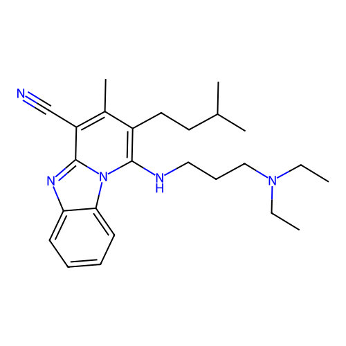 1-{[3-(diethylamino)propyl]amino}-3-methyl-2-(3-methylbutyl)pyrido[1,2-a]benzimidazole-4-carbonitrile structure