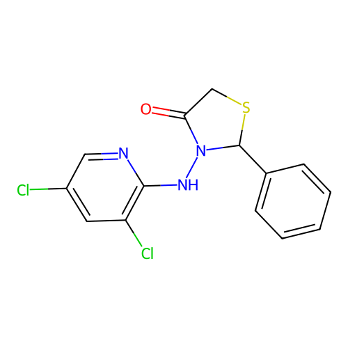 3-[(3,5-Dichloropyridin-2-yl)amino]-2-phenyl-1,3-thiazolidin-4-one structure