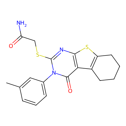 2-((4-oxo-3-(m-tolyl)-3,4,5,6,7,8-hexahydrobenzo[4,5]thieno[2,3-d]pyrimidin-2-yl)thio)acetamide structure