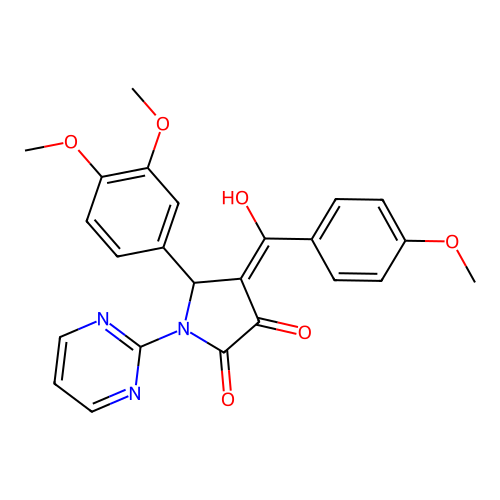 (4E)-5-(3,4-dimethoxyphenyl)-4-[hydroxy(4-methoxyphenyl)methylidene]-1-(pyrimidin-2-yl)pyrrolidine-2,3-dione structure