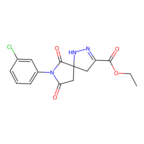 Ethyl 7-(3-chlorophenyl)-6,8-dioxo-1,2,7-triazaspiro[4.4]non-2-ene-3-carboxylate structure