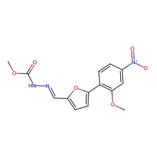 Methyl 2-((5-(2-methoxy-4-nitrophenyl)furan-2-yl)methylene)hydrazinecarboxylate structure