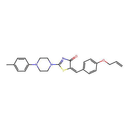 (E)-5-(4-(allyloxy)benzylidene)-2-(4-(p-tolyl)piperazin-1-yl)thiazol-4(5H)-one structure
