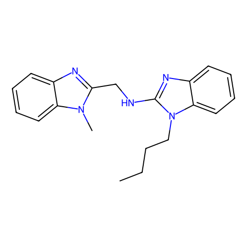 1-butyl-N-[(1-methyl-1H-benzimidazol-2-yl)methyl]-1H-benzimidazol-2-amine structure