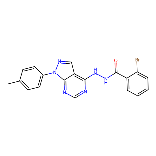 2-bromo-N'-[1-(4-methylphenyl)-1H-pyrazolo[3,4-d]pyrimidin-4-yl]benzohydrazide structure