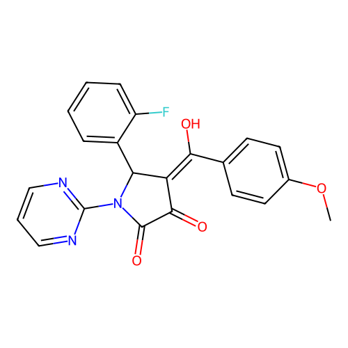5-(2-fluorophenyl)-3-hydroxy-4-(4-methoxybenzoyl)-1-(pyrimidin-2-yl)-1H-pyrrol-2(5H)-one structure