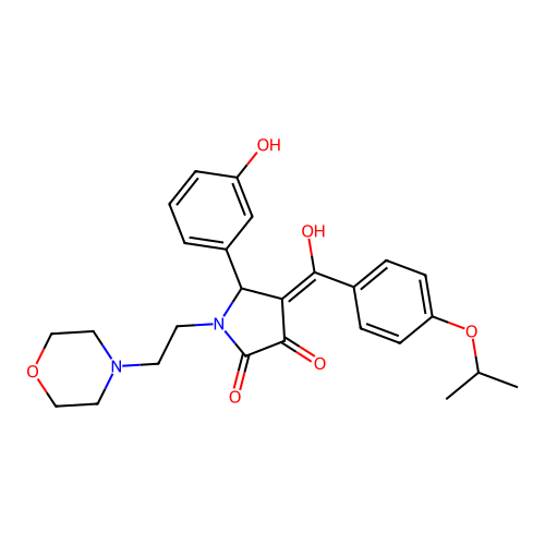 (4E)-5-(3-hydroxyphenyl)-4-[hydroxy-(4-propan-2-yloxyphenyl)methylidene]-1-(2-morpholin-4-ylethyl)pyrrolidine-2,3-dione structure