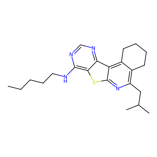 5-(2-methylpropyl)-N-pentyl-1,2,3,4-tetrahydropyrimido[4',5':4,5]thieno[2,3-c]isoquinolin-8-amine structure