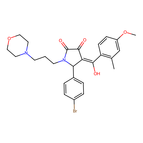 (4E)-5-(4-bromophenyl)-4-[hydroxy-(4-methoxy-2-methylphenyl)methylidene]-1-(3-morpholin-4-ylpropyl)pyrrolidine-2,3-dione structure