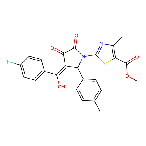 methyl 2-(3-(4-fluorobenzoyl)-4-hydroxy-5-oxo-2-(p-tolyl)-2,5-dihydro-1H-pyrrol-1-yl)-4-methylthiazole-5-carboxylate structure