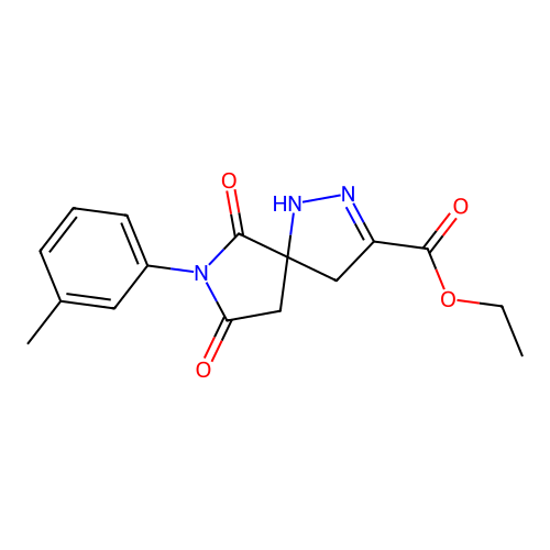 Ethyl 7-(3-methylphenyl)-6,8-dioxo-1,2,7-triazaspiro[4.4]non-2-ene-3-carboxylate structure