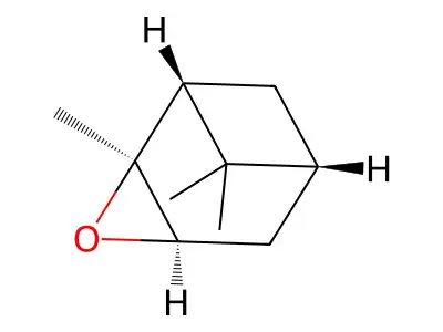 d-2,7,7-Trimethyl-3-oxatricyclo(4.1.1.0(sup 2,4))octane structure