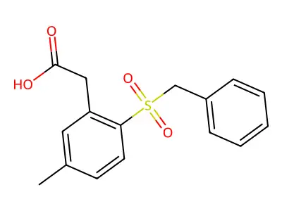 5-Methyl-2-[(phenylmethyl)sulfonyl]benzeneacetic acid structure