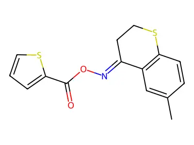 [(6-Methyl-2,3-dihydrothiochromen-4-ylidene)amino] thiophene-2-carboxylate structure