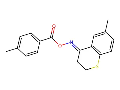 [(4E)-6-methyl-3,4-dihydro-2H-1-benzothiopyran-4-ylidene]amino 4-methylbenzoate structure