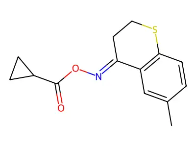 2,3-Dihydro-6-methyl-4H-1-benzothiopyran-4-one O-(cyclopropylcarbonyl)oxime structure
