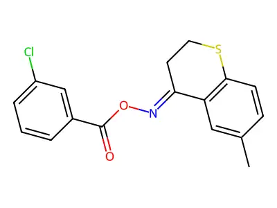 [(4E)-6-methyl-3,4-dihydro-2H-1-benzothiopyran-4-ylidene]amino 3-chlorobenzoate structure