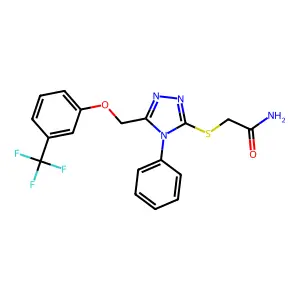 2-[(4-phenyl-5-{[3-(trifluoromethyl)phenoxy]methyl}-4H-1,2,4-triazol-3-yl)sulfanyl]acetamide structure