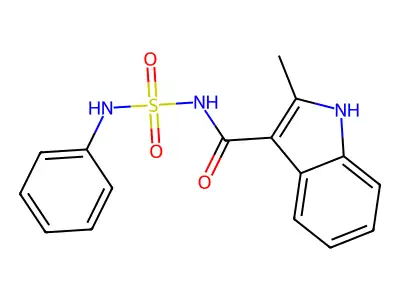 2-methyl-N-(phenylsulfamoyl)-1H-indole-3-carboxamide structure