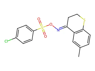 [(6-Methyl-2,3-dihydrothiochromen-4-ylidene)amino] 4-chlorobenzenesulfonate structure