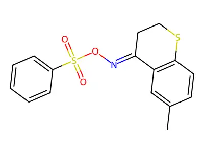 [(6-Methyl-2,3-dihydrothiochromen-4-ylidene)amino] benzenesulfonate structure