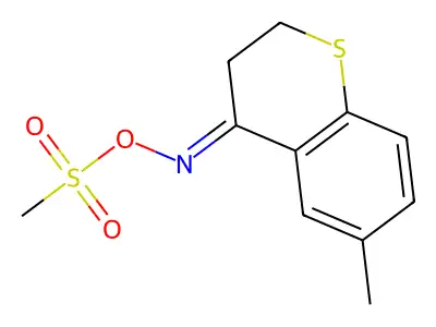 N-(6-methyl-2,3-dihydro-4H-thiochromen-4-yliden)-N-[(methylsulfonyl)oxy]amine structure
