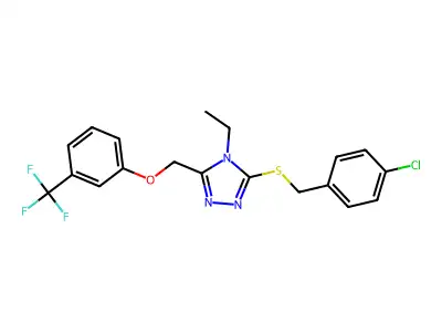 3-[(4-chlorophenyl)methylsulfanyl]-4-ethyl-5-[[3-(trifluoromethyl)phenoxy]methyl]-1,2,4-triazole structure